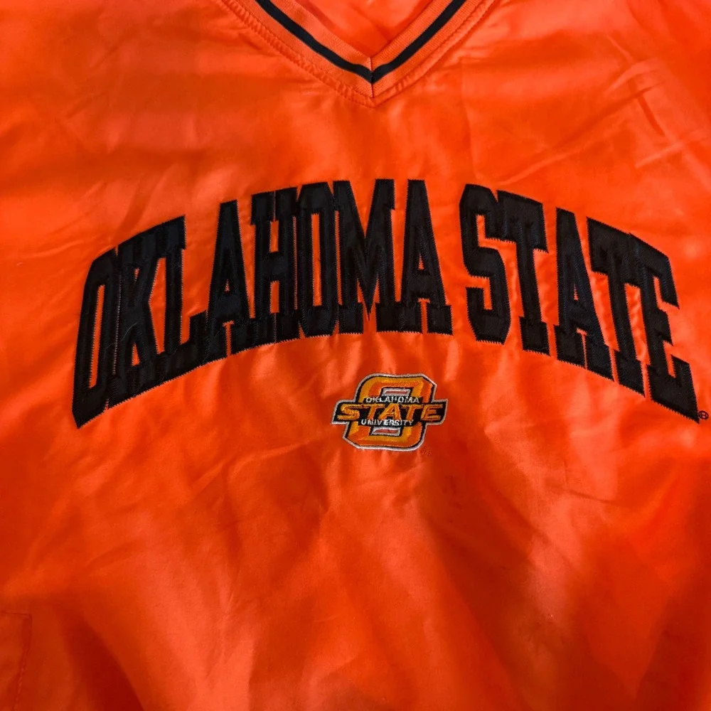 Pro Edge Oklahoma State Cowboys Orange V-Neck Pullover Windbreaker Mens Large - Picture 4 of 8